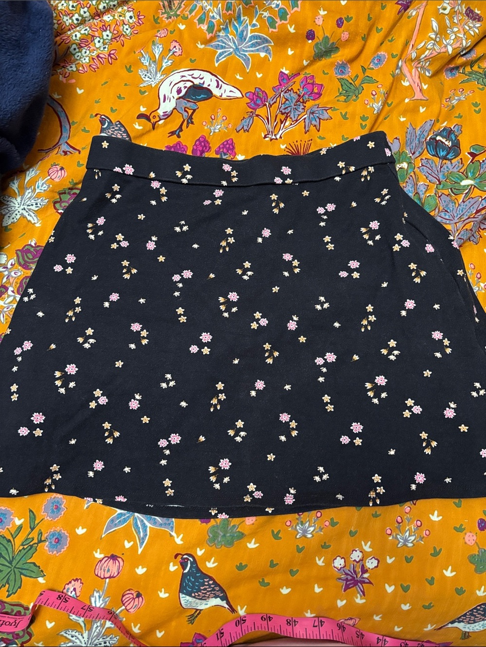 LOFT Black Skater Skirt with Pink & Cream Floral Print
